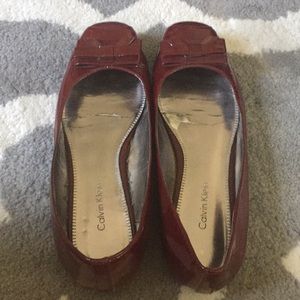 Red patent leather flats